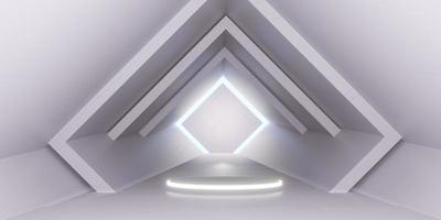 couloir de tunnel de technologie néon podium canal de lumière néon tunnel de lumière laser illustration 3d