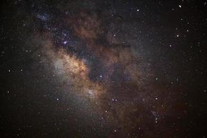 galaxie de la voie lactée, photographie longue exposition, avec grain photo