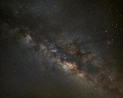 galaxie de la voie lactée, photographie à longue exposition, avec grain photo