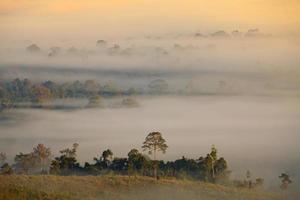 brouillard au lever du soleil du matin au point de vue de khao takhian ngo, khao-kho phetchabun, thaïlande photo