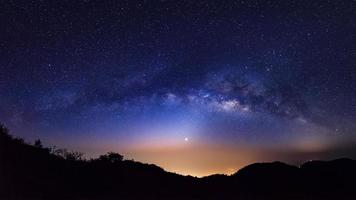 panorama voie lactée galaxy.longue exposition photographie.avec grain photo