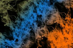 essaims de fumée colorée abstraite sur fond noir photo