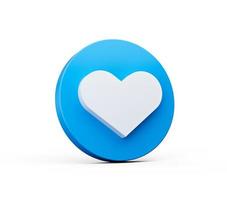 icône de coeur. symbole de l'amour romantique. bouton cercle bleu avec icône web 3d illustration 3d photo