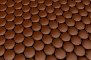 Illustration 3d du motif de bonbons au chocolat enrobés de sucre brun photo