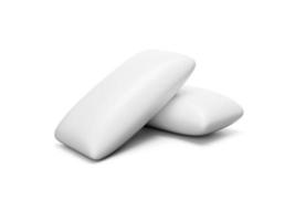 Tampons de chewing-gum à la menthe bubble-gum sur fond blanc isolé illustration 3d photo