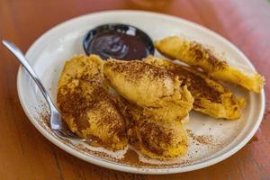 bananes frites au chocolat gros plan photographie photo premium