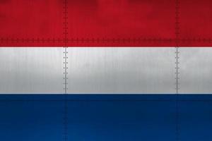 drapeau des Pays-Bas sur le métal photo