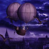 fantasy fly cats montgolfière paysage urbain fond d'écran