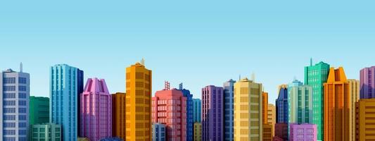 vue urbaine avec des gratte-ciel colorés.le concept d'arrière-plan de la ville rendu 3d photo