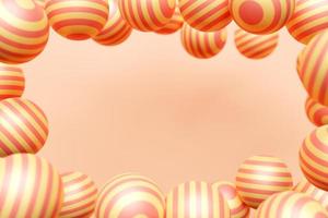 Illustration 3d de boules jaunes et oranges. jeu de boules sur fond monocrome, motif. fond de géométrie photo