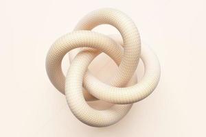 Illustration 3D d'un nœud blanc. forme fantastique. formes géométriques simples photo