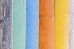 texture de fond en bois multicolore. gros plan d'une clôture colorée photo