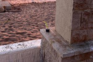 sur la table dans un verre de boissons gazeuses. photo