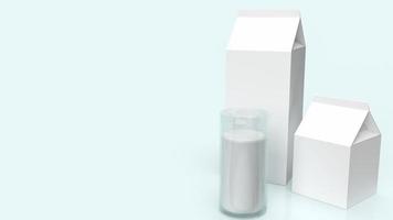 lait en verre et boîte à lait pour le rendu 3d du contenu alimentaire. photo