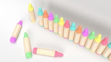 Crayons de rendu 3d multicolores pour le concept d'enfant. photo