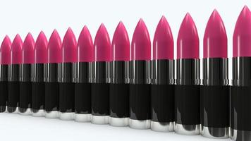 rendu 3d de rouge à lèvres rose pour le concept de cosmétiques photo