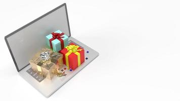 cahier et boîte-cadeau rendu 3d pour le shopping en ligne ou le concept de célébration. photo