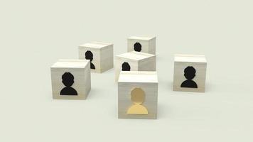 symbole de l'homme sur le cube en bois pour les ressources humaines et le rendu 3d du concept d'entreprise. photo