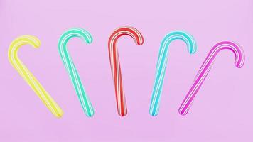 Rendu 3d abstrait de canne en bonbon en multicolore photo