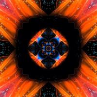 art numérique abstrait motif de texture de collage de fleur orange bleu solitaire avec une forme et un design uniques photo