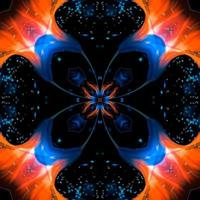 art numérique abstrait motif de texture de collage de fleur orange bleu solitaire avec une forme et un design uniques photo