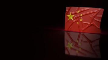 le drapeau chinois sur fond noir pour le rendu 3d de contenu commercial. photo