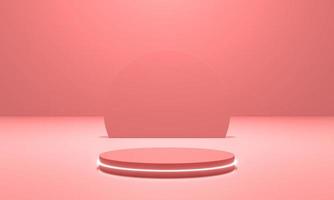 néon blanc avec scène rose podium rendu d'illustration 3d sur fond rose pour les produits d'affichage de prospectus, la publicité de conception, etc.