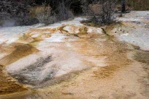 vue sur les sources chaudes de mammouth dans le parc national de Yellowstone photo