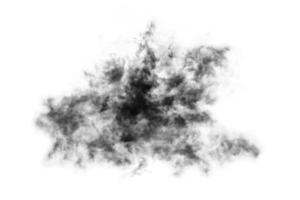 fumée texturée, noir abstrait, isolé sur fond blanc photo