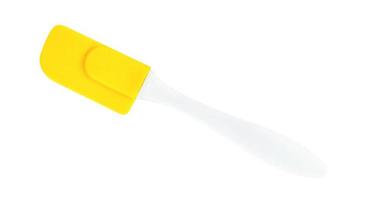 spatule en caoutchouc jaune isolée sur fond blanc, inclure un tracé de détourage photo