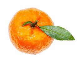 vue de dessus de la mandarine abkhaze fraîche avec feuille photo