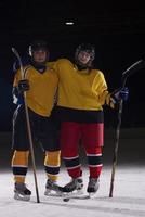 adolescente, joueur hockey glace, portrait photo