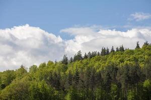 collines verdoyantes pittoresques contre le ciel bleu avec des nuages. photo