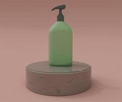 illustration 3d minimale de la maquette de bouteille de désinfectant pour les mains de shampoing photo