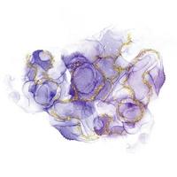 aquarelle d'encre d'alcool violet foncé avec cercle de fond de paillettes d'or photo