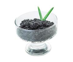 caviar noir sur fond blanc photo