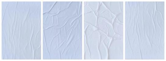 ensemble de modèles de papier blanc froissé. papier blanc vierge humide pour affiche et texte photo