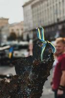 kyiv, ukraine, 23 août 2022. défilé d'équipements militaires détruits des troupes russes sur le khreshchatyk photo