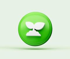 Illustration 3d de l'icône de feuilles brillantes isolée sur fond vert avec ombre photo