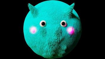 personnage de boule pelucheuse bleue 3d photo