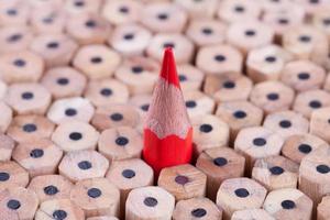 un crayon rouge taillé parmi tant d'autres photo