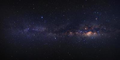 panorama de la voie lactée avec des étoiles et de la poussière spatiale dans l'univers. haute résolution photo