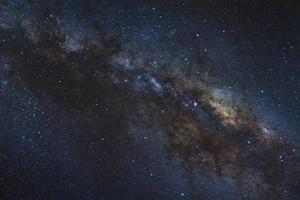 ciel nocturne étoilé, galaxie de la voie lactée avec étoiles et poussière spatiale dans l'univers, photographie longue exposition, avec grain. photo