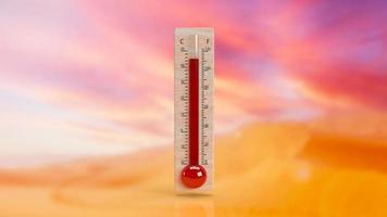 le thermomètre pour le changement climatique ou le concept de vague de chaleur rendu 3d photo