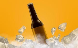 conception de maquette de bouteille de bière en verre ambré photo