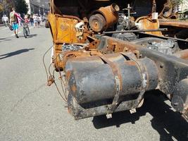 kiev, ukraine - 23 août 2022 équipement militaire lourd détruit au combat photo