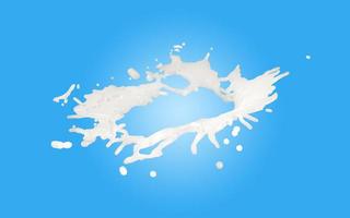 Éclaboussure d'ondulation de lait 3d isolée sur fond bleu. illustration de rendu 3d, inclure un tracé de détourage photo