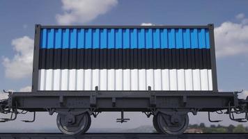 conteneurs avec le drapeau de l'Estonie. transport ferroviaire. illustration 3d photo