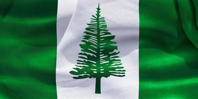 3d-illustration d'un drapeau de l'île norfolk - drapeau en tissu ondulant réaliste photo