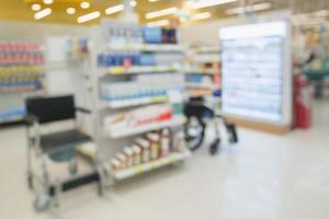 Fauteuil roulant à vendre en pharmacie pharmacie boutique intérieur arrière-plan flou photo
